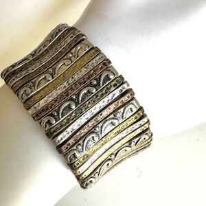 Tri tone wide stretchy bracelet